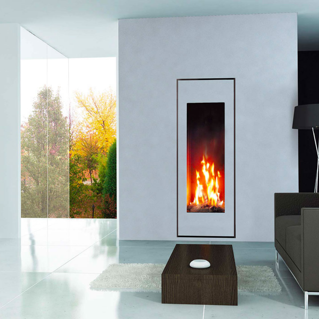 Cheminée à bois contemporaine